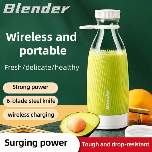500ml White Electric Fruit Juicer Blender – 6-Blade USB Rechargeable Mini Portable Smoothie & Shake Maker 🍓⚡