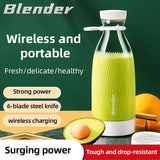 500ml White Electric Fruit Juicer Blender – 6-Blade USB Rechargeable Mini Portable Smoothie & Shake Maker 🍓⚡
