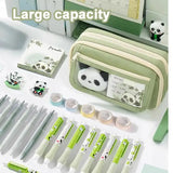 Cute Panda Pencil Case – Large Capacity Transparent Pen Bag, Stationery Storage Pouch for Junior High School Students & Girls