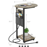 Greige C-Shaped End Table – Sleek Sofa Side Stand for Living Room, Bedroom
