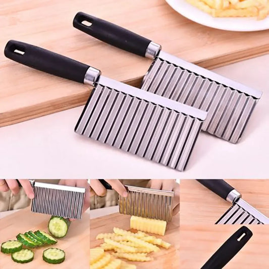 Potato Wavy-Edged Stainless Steel Knife – Vegetable & Fruit Cutter Tool for Crisp Slices