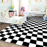 Modern Checkered Area Rug – Soft Plaid Carpet for Living Room & Bedroom Décor