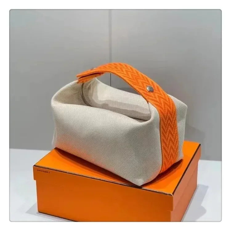 Women’s Large-Capacity Canvas Shoulder Bag – Soft-Texture Colour-Block Tote for Travel & Daily