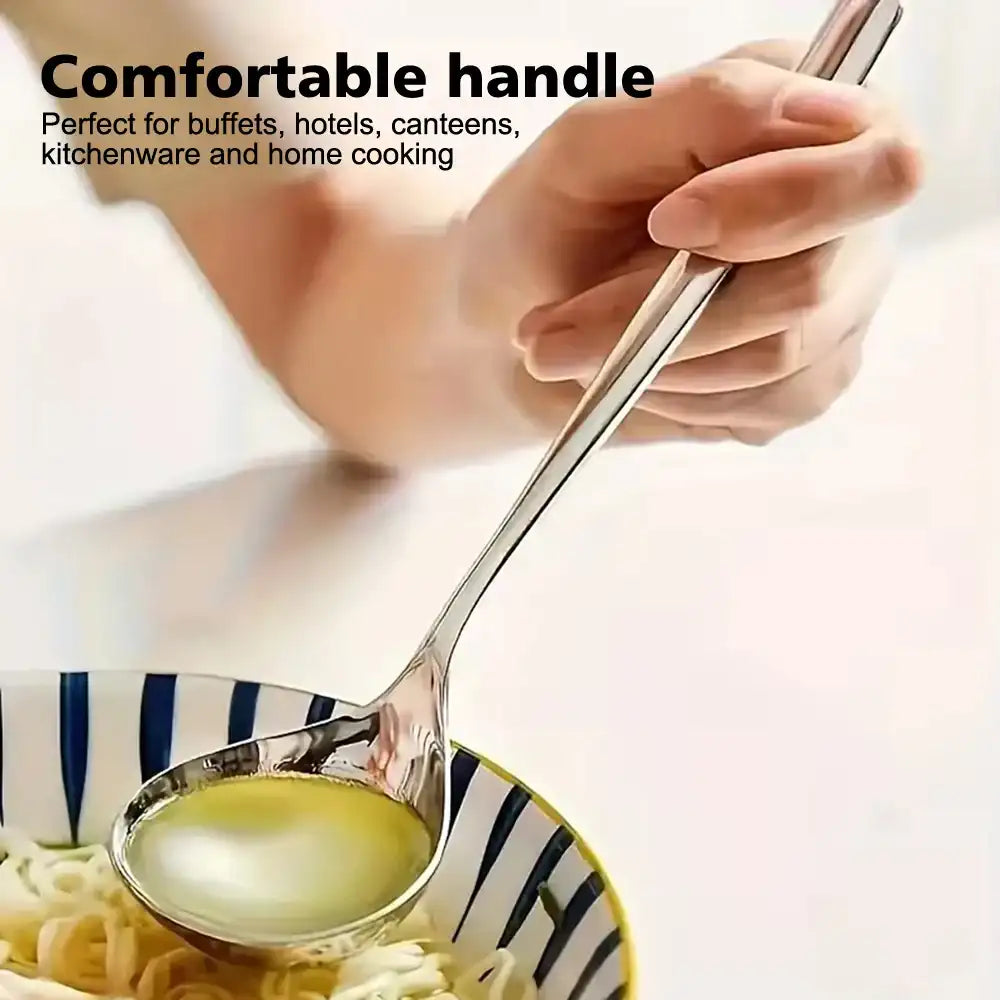 4-Piece Extra Large Head Stainless Steel Spoons with Long Handle – Polished Surface Tableware Set