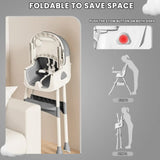 Foldable Baby High Chair 6 Months+ with Large Anti-Slip Pad & Toy Rack – Easy to Clean