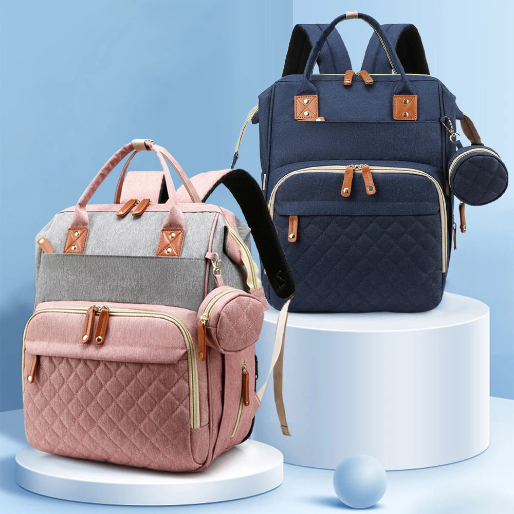 Portable Foldable Baby Travel Bed Backpack – Large Capacity Mommy Bag with Infant Carrier & Diaper Organizer