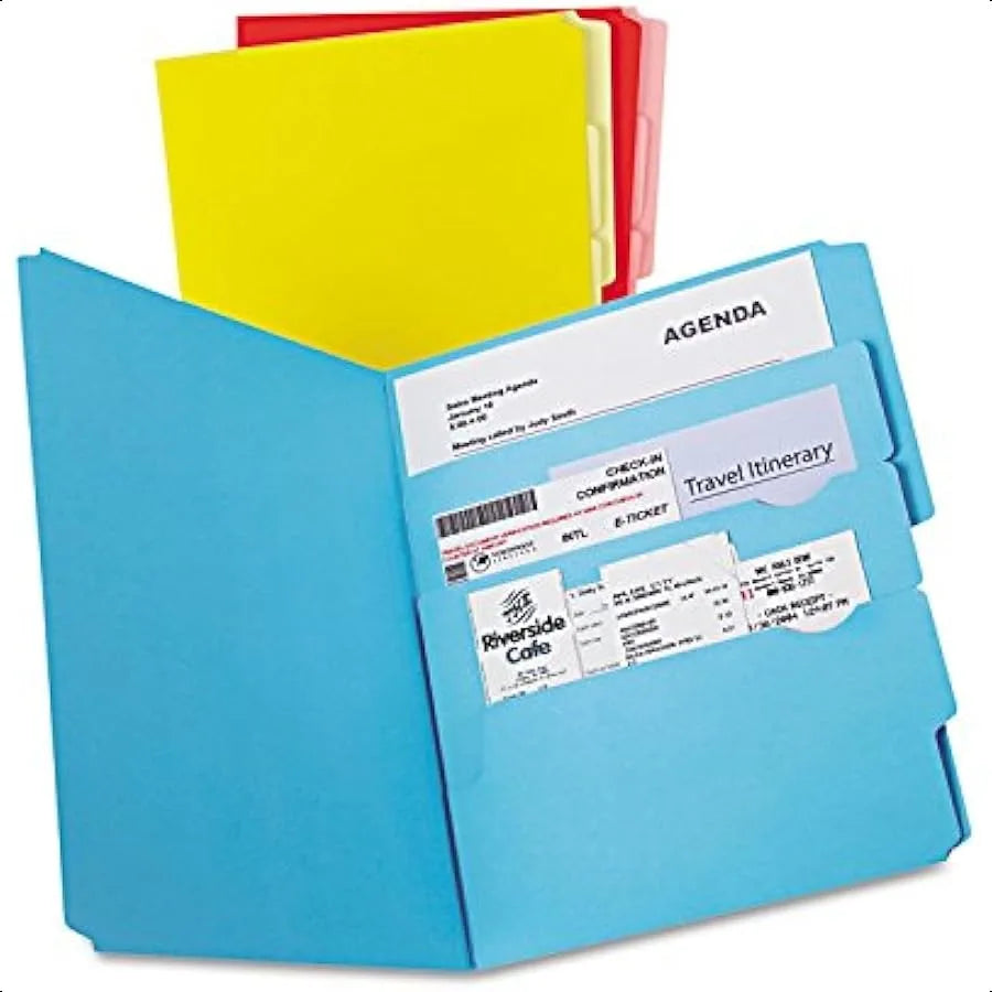 Divide-It-Up File Folders – Letter Size, 12 Pack, Assorted Colors for Organized Office & School Filing