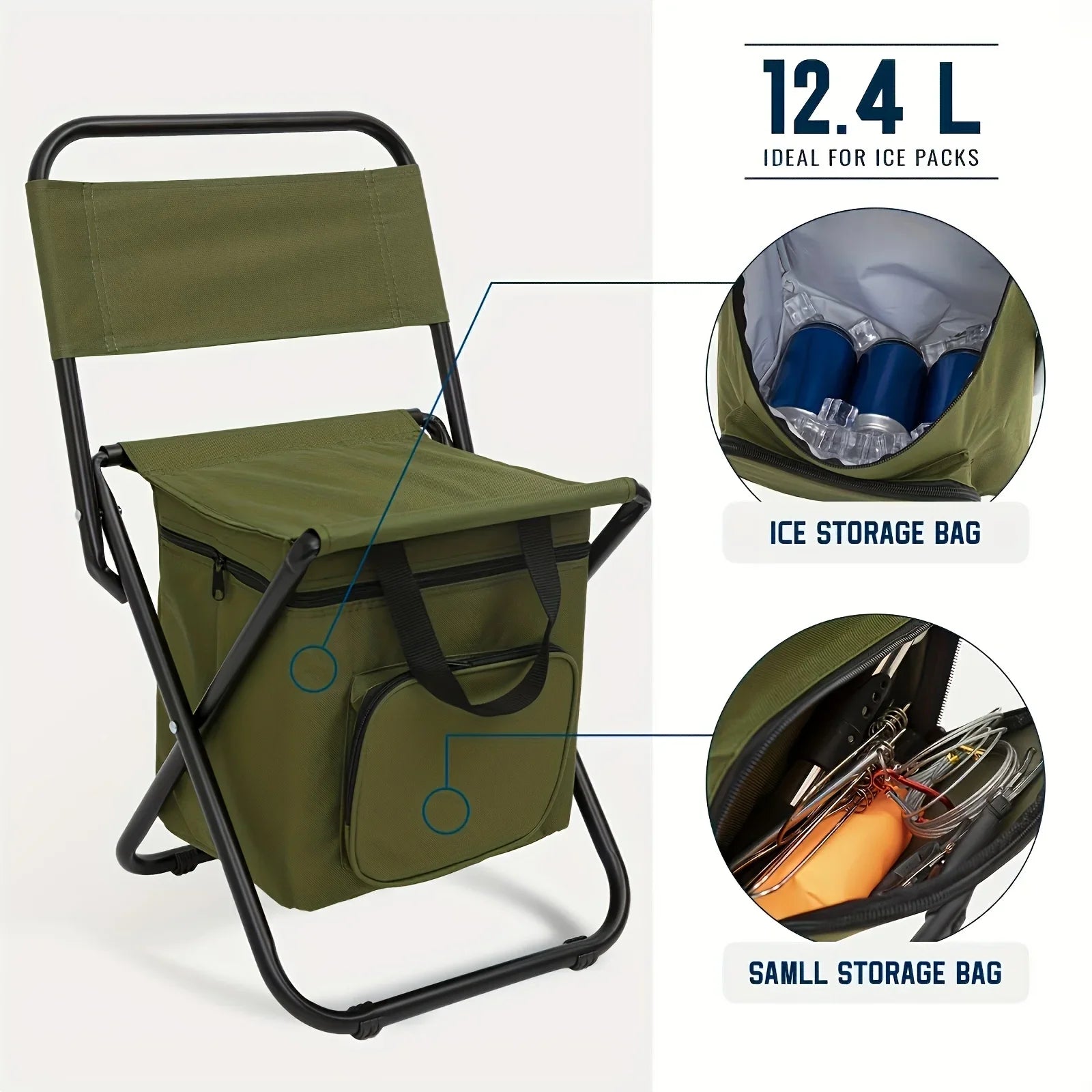 Fundango Foldable Fishing Chair – Lightweight Camping Chair with Backrest, 265 lbs Capacity, Portable & Durable 🎣🪑