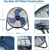 20-Inch High Velocity Industrial Floor Fan – Heavy Duty Metal Cradle Fan with 3 Speeds & 360° Tilt for Warehouse, Workshop & Home