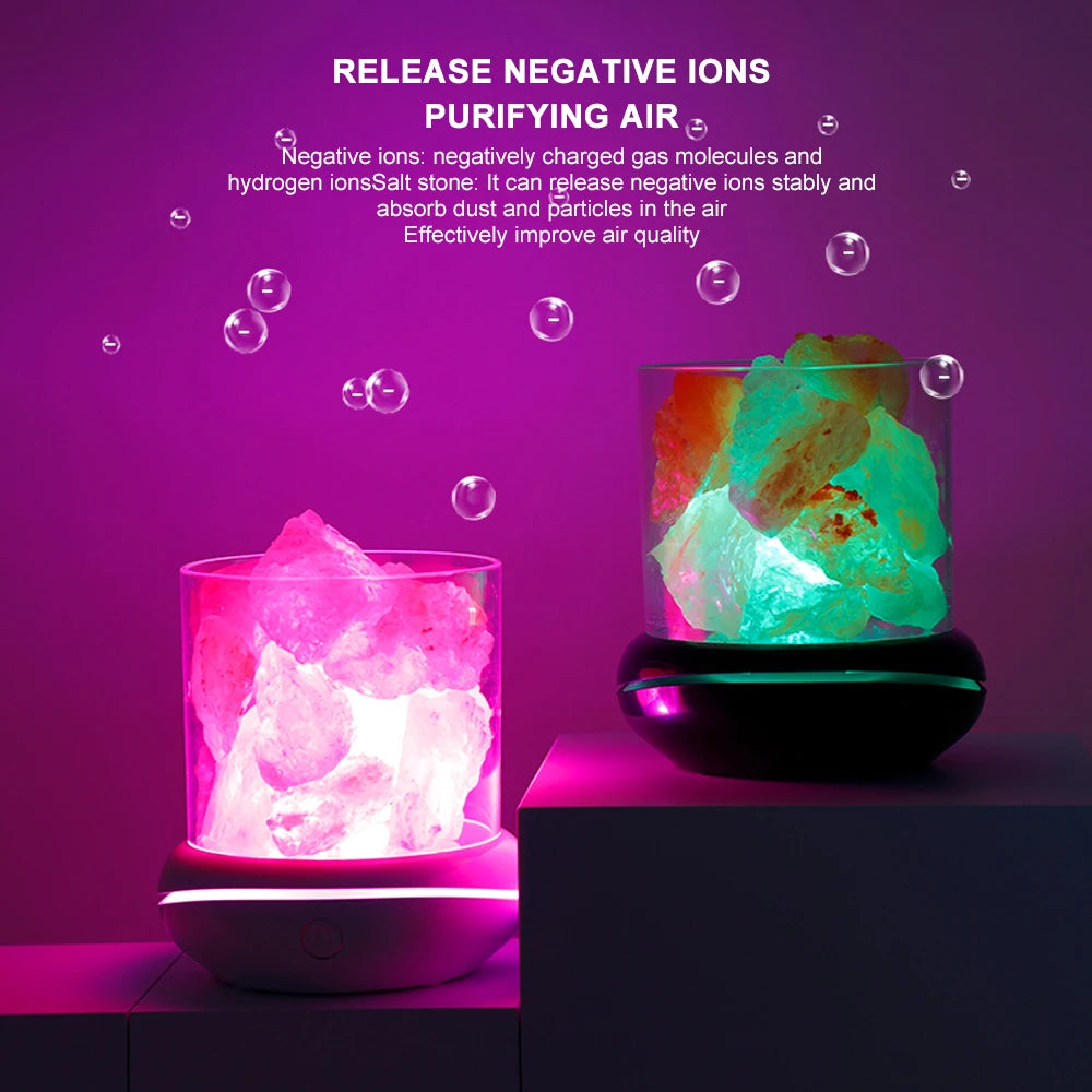 USB Powered Himalayan Salt Lamp – RGB Colorful Aroma Night Light for Bedside, Kids’ Room & Relaxing Home Decoration Gift