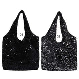 Large Capacity Sequin Tote Bag for Women – Slouchy Hobo Under-Arm Purse for Work, Travel & Shopping