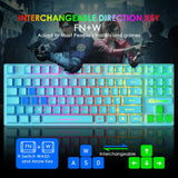 Gaming Keyboard and Mouse Combo – 88-Key Compact Rainbow Backlit Keyboard with RGB 6,400 DPI Honeycomb Lightweight Mouse
