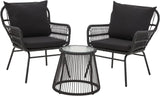 “3-Piece Patio Conversation Set – L-Shaped Sectional Sofa with Thick Cushions & Toughened Glass Coffee Table for Outdoor Living”