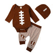 Football-Style Baby Boy & Girl Outfit Set – Long Sleeve Romper, Sweatshirt & Elastic Pants (3 pcs)