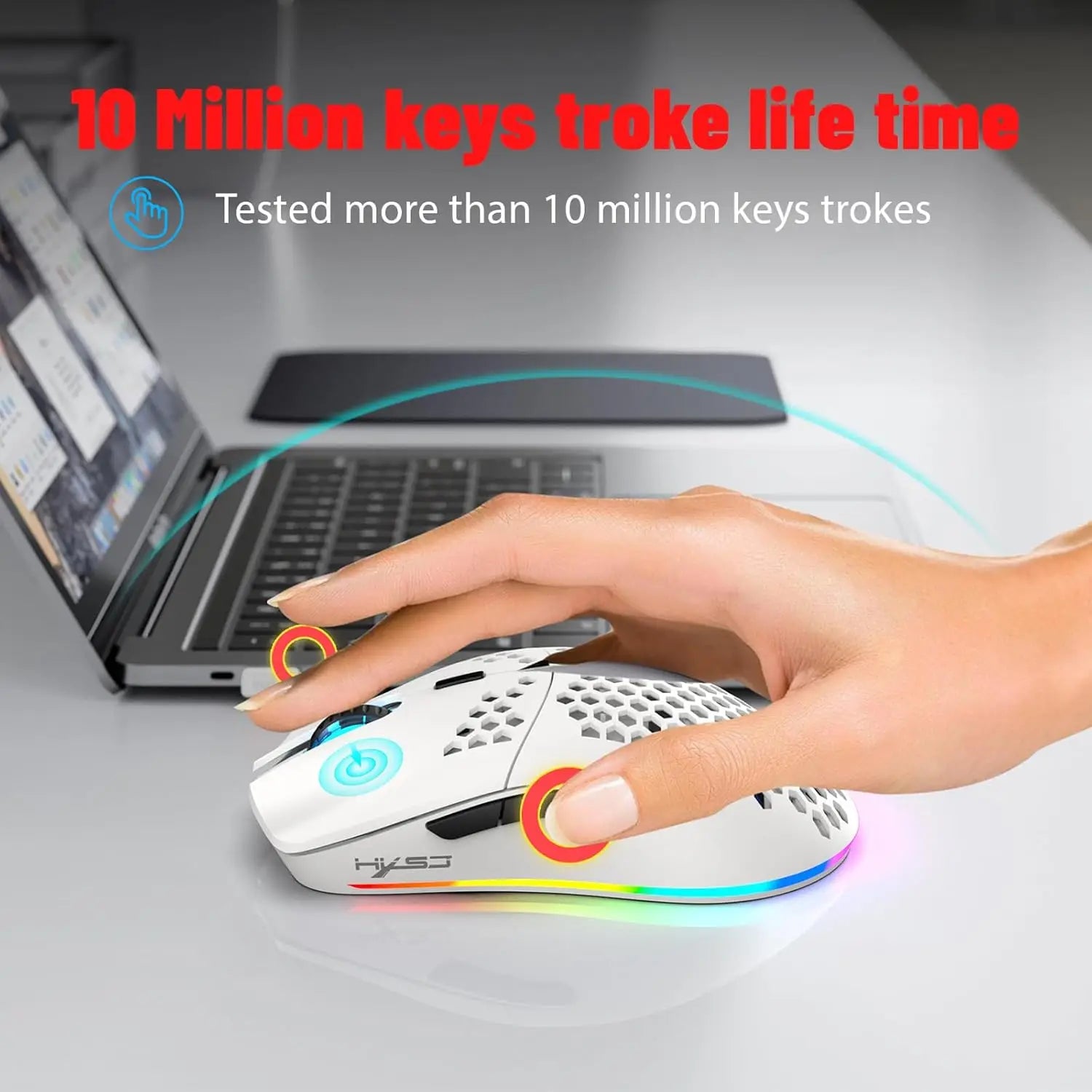 MambaSnake X HXSJ T66 Wireless Gaming Mouse – 2.4GHz Rechargeable Mouse with 6 Programmable Buttons & Ergonomic Design