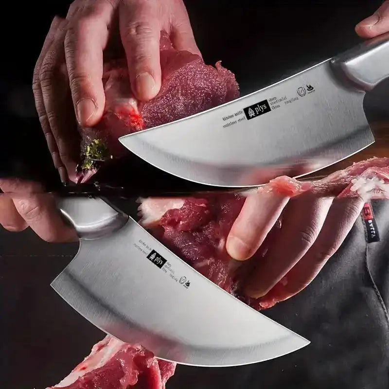 All-Steel Boning Knife with Leather Sheath – Professional Grade Fixed Blade Meat Cleaver for Outdoor Barbecues & Butchering
