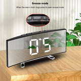 Creative LED Curved Mirror Alarm Clock – Large Display Digital Desk & Bedside Clock for Home, Office & Dormitory