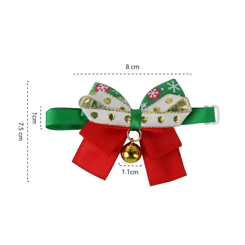 New Year & Christmas Pet Collar with Bell – Cute Bow Tie Collar for Cats, Kittens, Puppies & Small Dogs
