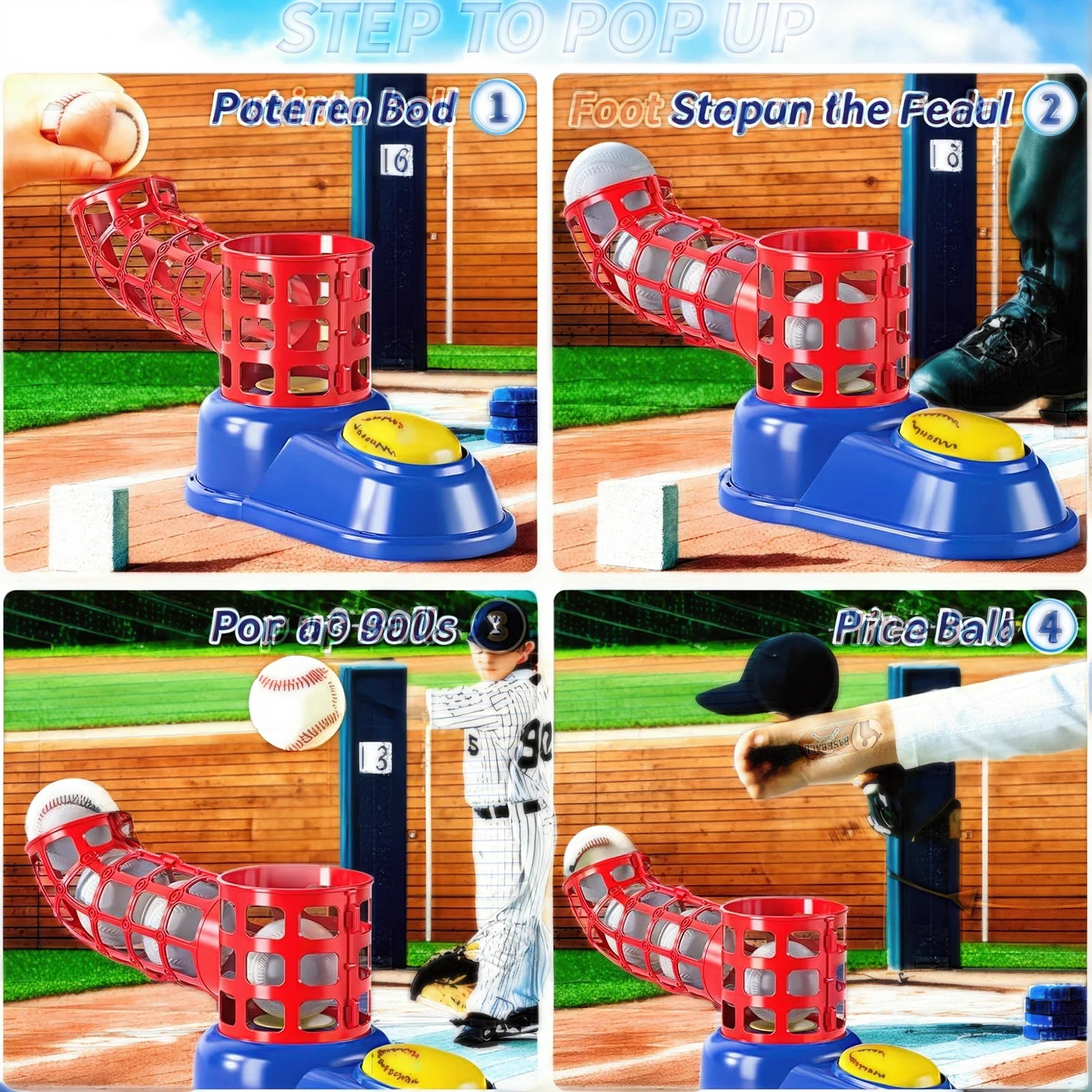 Foot-Operated Baseball Pitching Machine Set – 10-Ball Automatic Launcher for Outdoor Practice
