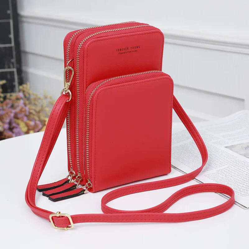 Dollver Crossbody Leather Purse – Large Capacity Wallet Shoulder Bag with Adjustable Strap, Phone Bag & Zipper Pocket