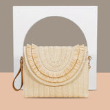 Women’s Raffia Straw Woven Bag – Handmade Summer Beach Shoulder & Crossbody Purse, Ladies’ Wrist Clutch & Handbag