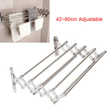 Adjustable Stainless-Steel Wall-Mounted Laundry Drying Rack – Extends 42-80 cm, Foldable Towel Holder for Bathroom & Utility