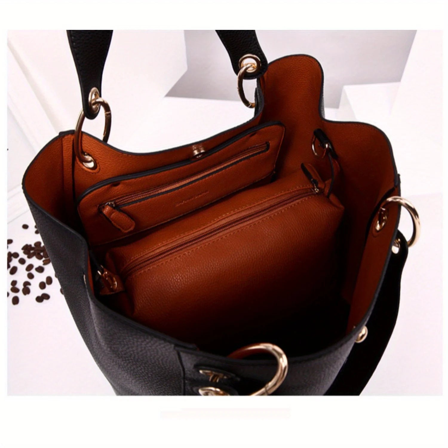 2-Piece Retro Tote Bag Set – Large-Capacity Women’s Shoulder Handbags, Simple & Stylish Design for Daily Use and Travel