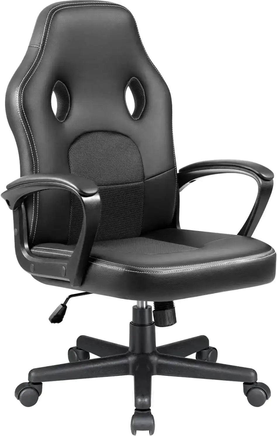 High-Back Leather Gaming Chair – 300 lbs Swivel Task Chair with Arms