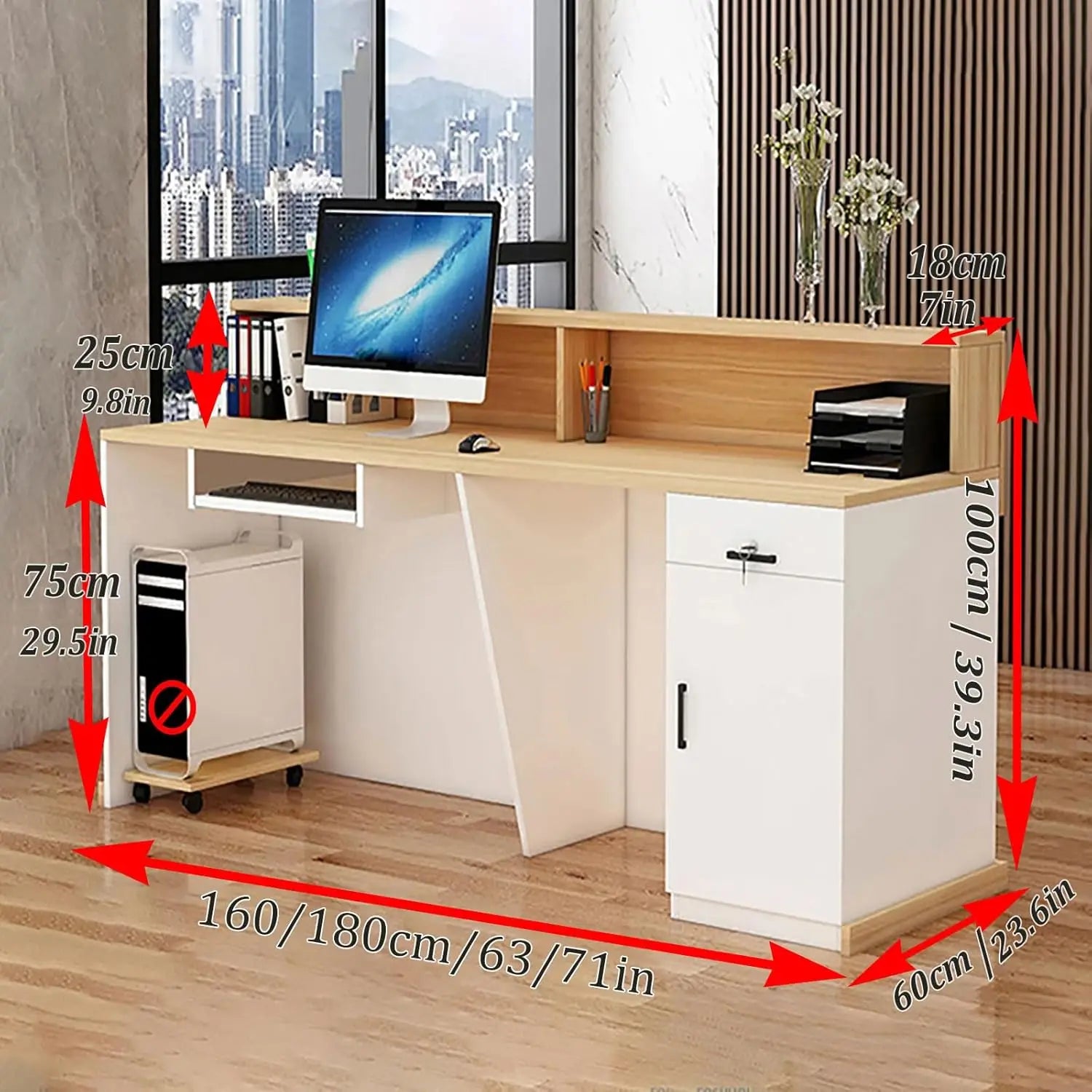 🛋️ 63–71" Reception Desk – Front Counter with Lockable Drawers for Retail, Office & Reception Areas