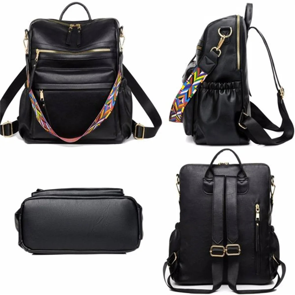 Convertible PU Leather Backpack Purse for Women – Casual Fashion Shoulder Bag with Large Capacity