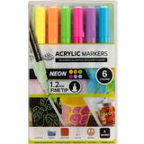 Neon Acrylic Paint Markers – 6-Pack Non-Toxic Fine Point Pens for Multi-Surface Art & Crafts 🎨