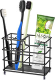 304 Stainless Steel Toothbrush & Toothpaste Holder Stand – Bathroom Organizer (Black)