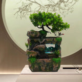 LED Tabletop Resin Fountain – Rockery Water Ornament with LED Light for Relaxing Home & Office Décor