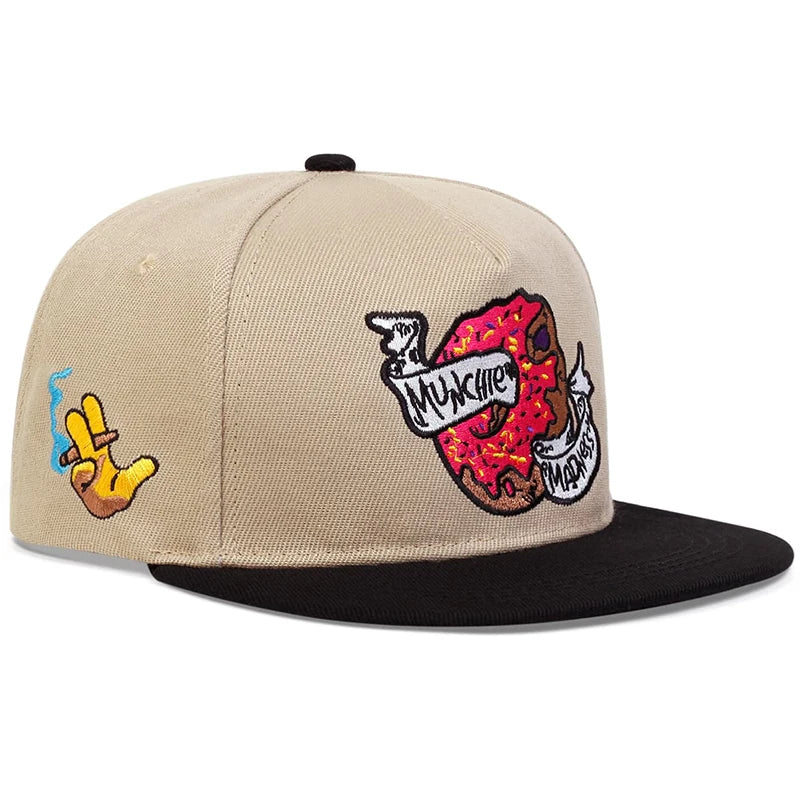 Unisex Donut Embroidery Baseball Cap – Adjustable Hip-Hop Outdoor Hat with Sun Protection