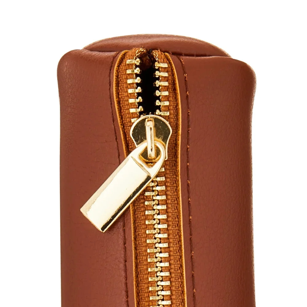 Simulated Leather Pencil Pouch – Zippered Case for Pens, Pencils & Highlighters