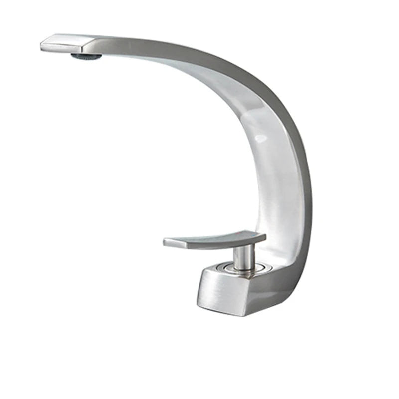 Black/Chrome Deck-Mount Basin Mixer Faucet – Single-Lever Hot & Cold Water Tap