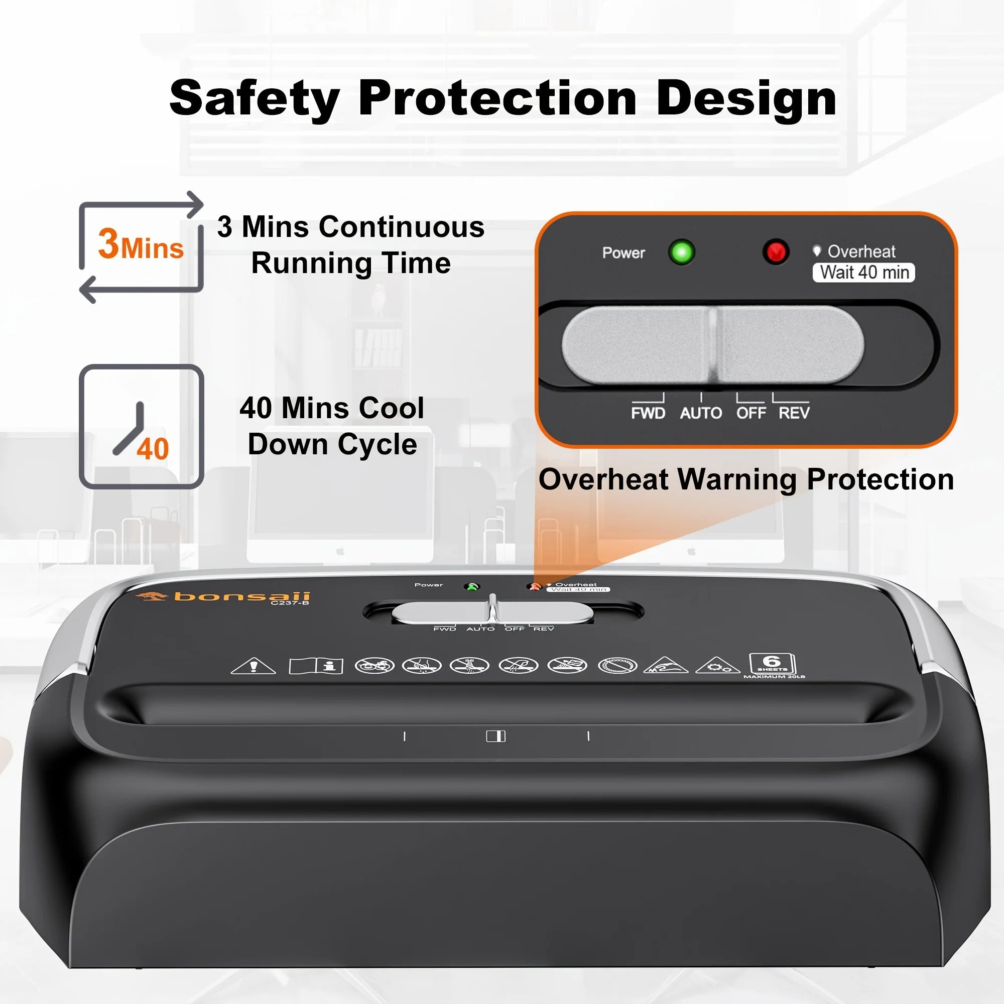 6-Sheet Cross-Cut Paper Shredder – Compact Home & Office Shredder with 3.4-Gallon Wastebasket for Credit Cards, Paper & Staples