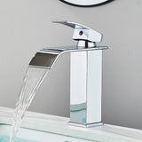 Matte Black Waterfall Basin Faucet – Deck‐Mounted Single Lever Brass Mixer Tap