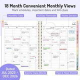 2025-2026 Academic 18-Month Daily & Weekly Agenda Planner – Hardcover Calendar Book
