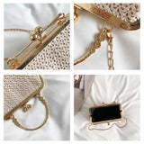 Handmade Woven Shell-Shaped Underarm Bag with Chain Strap – Elegant Casual Women’s Handbag for Travel & Street Style