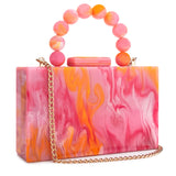 Women’s Pearl Marble Acrylic Evening Bag – Luxury Dark Green Crossbody Purse with Flap Closure for Weddings & Parties