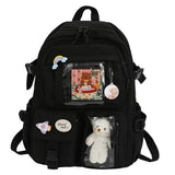 Cute Women’s Large-Capacity Backpack – Preppy Multi-Pocket Nylon Schoolbag | Student Travel Daypack