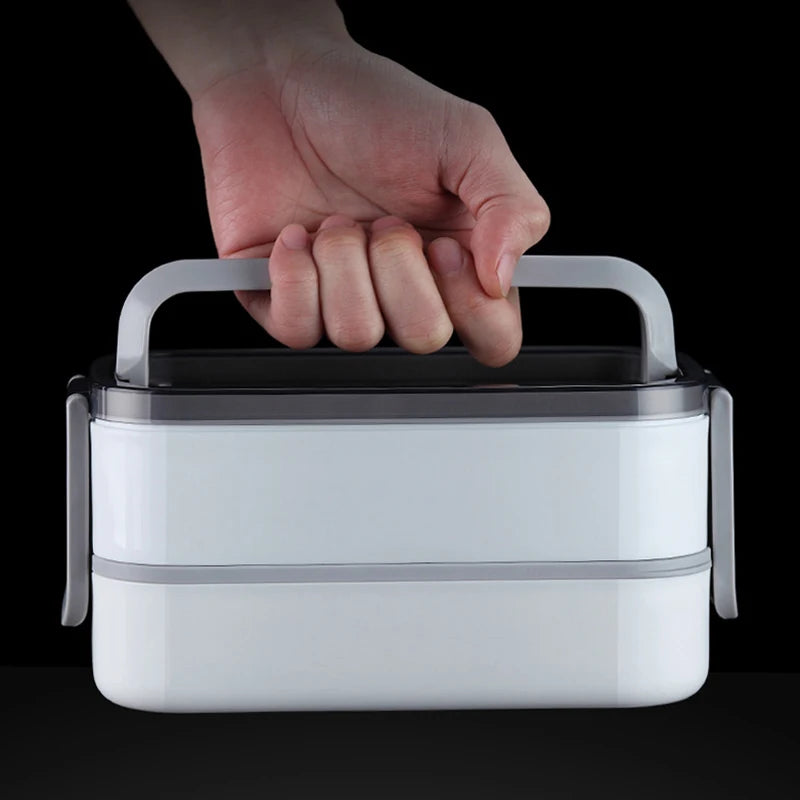 2-Stage Stainless Steel Lunch Box – Microwave / Oven Safe Dual Layer Meal Container for Office & Work