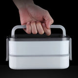 2-Stage Stainless Steel Lunch Box – Microwave / Oven Safe Dual Layer Meal Container for Office & Work
