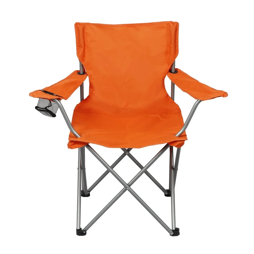 2-Pack Folding Camp Chairs with Cup Holder – Portable Quad Frame, Durable Outdoor Seating for Camping, Tailgating & Sports Events