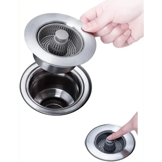 3-in-1 Kitchen Sink Drain Strainer & Plug Set – Food Collector + Trap for US Standard Sinks