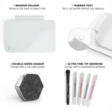 Small Glass Dry Erase Board – Mini Desktop Whiteboard with Easel Stand for Office & Home Workspace