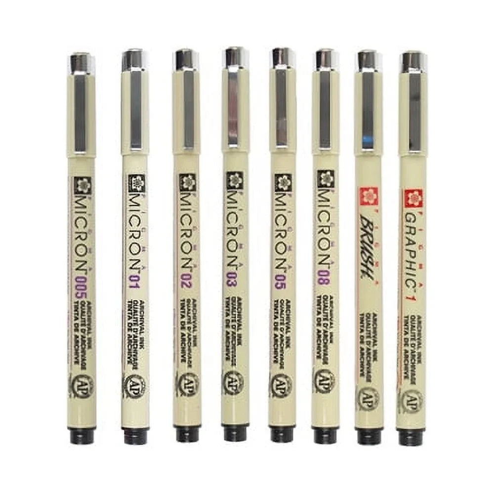 Pigma Micron Pen Set – 8-Pack Fine Point Black Ink Pens for Drawing, Calligraphy & Design ✒️