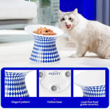 Elevated Ceramic Cat Bowls – Extra-Wide Raised Food & Water Feeder with Tilted Anti-Vomiting Design
