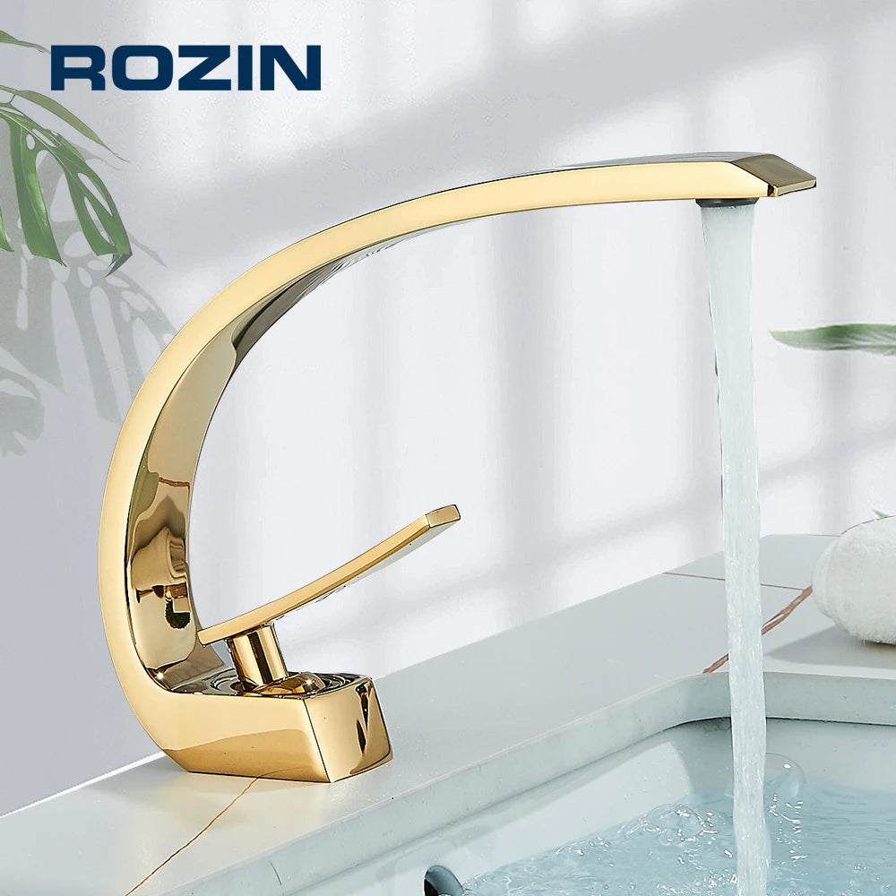 Luxury Brass Deck-Mounted Matte Black Basin Faucet – Single-Hole Mixer Tap Hot & Cold